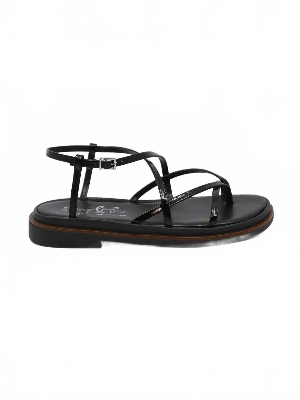 NEW BOS. & CO. women's cassia sandals in black vernice